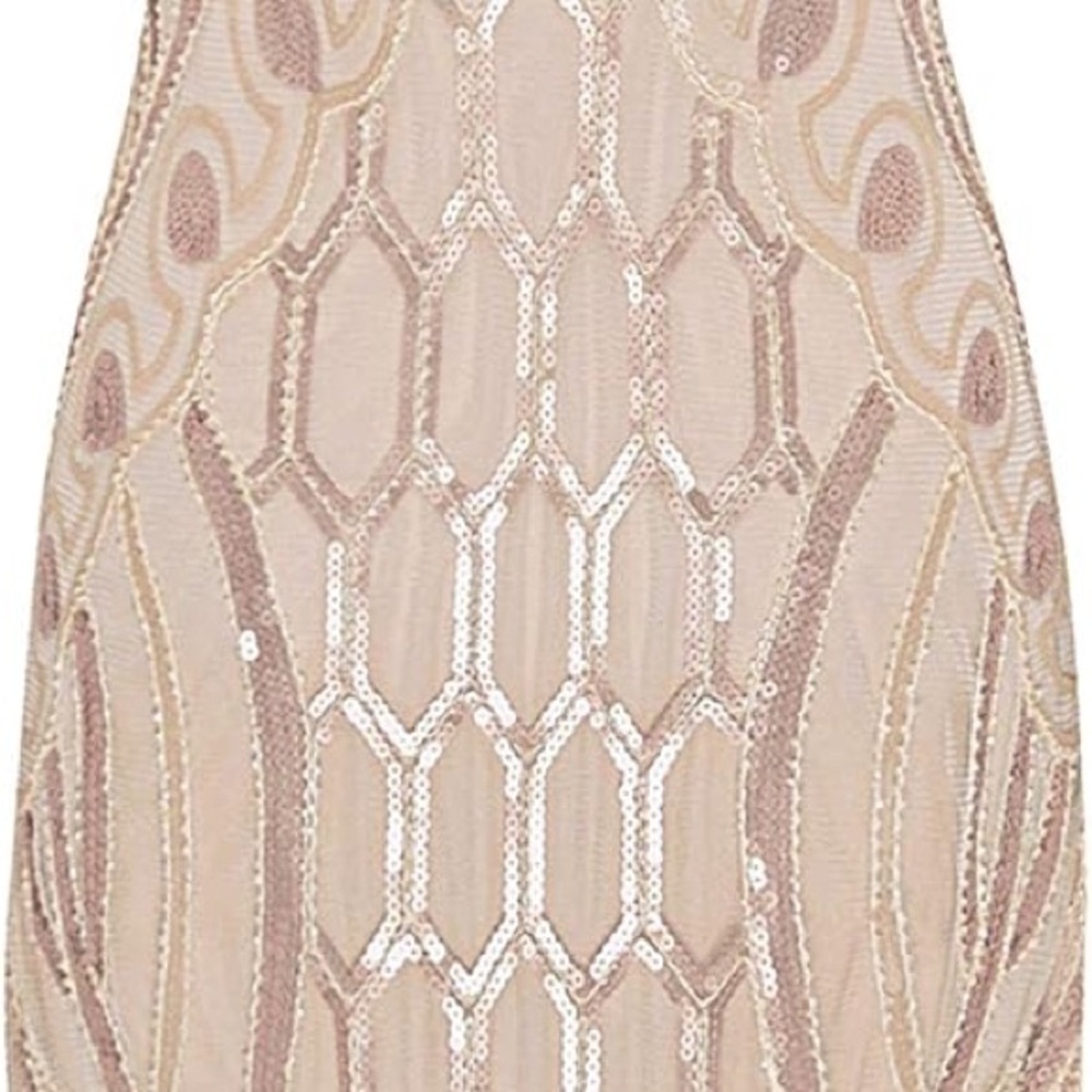 Metme Women's 1920s V Neck Sexy Straps Gatsby Party Dress Vintage Sequin Party - Picture 5 of 10